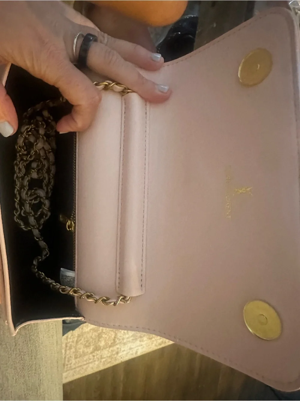 Source Unknown Blush Pink Quilted Leather Chain Crossbody with Gold Hardware